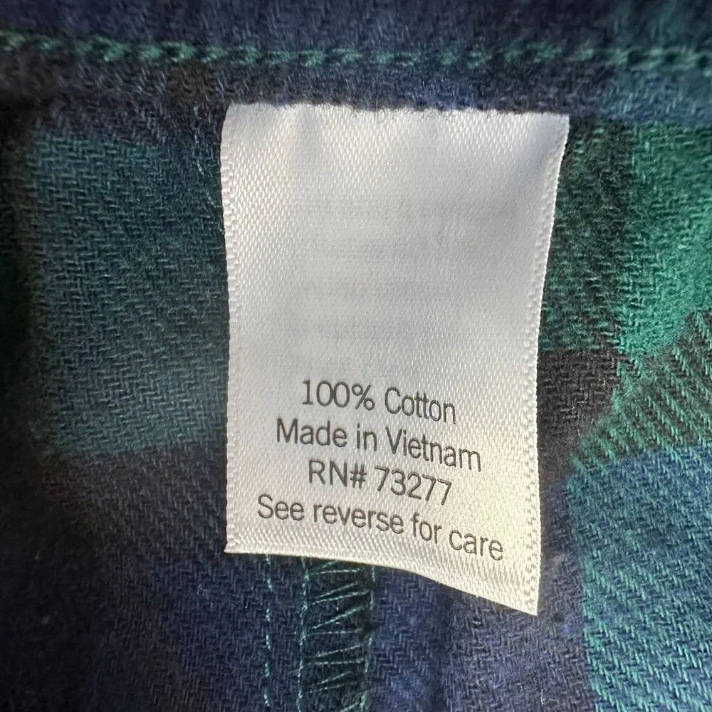 NEW SONOMA Women's XL Blue Green Plaid Elastic Waist 100% Cotton Pajama Shorts